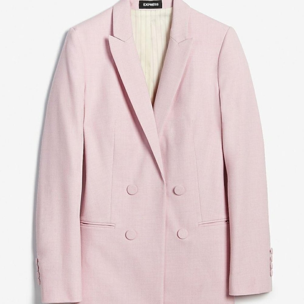 Express Pink Double Breasted Boyfriend Blazer Size - Picture 3 of 9